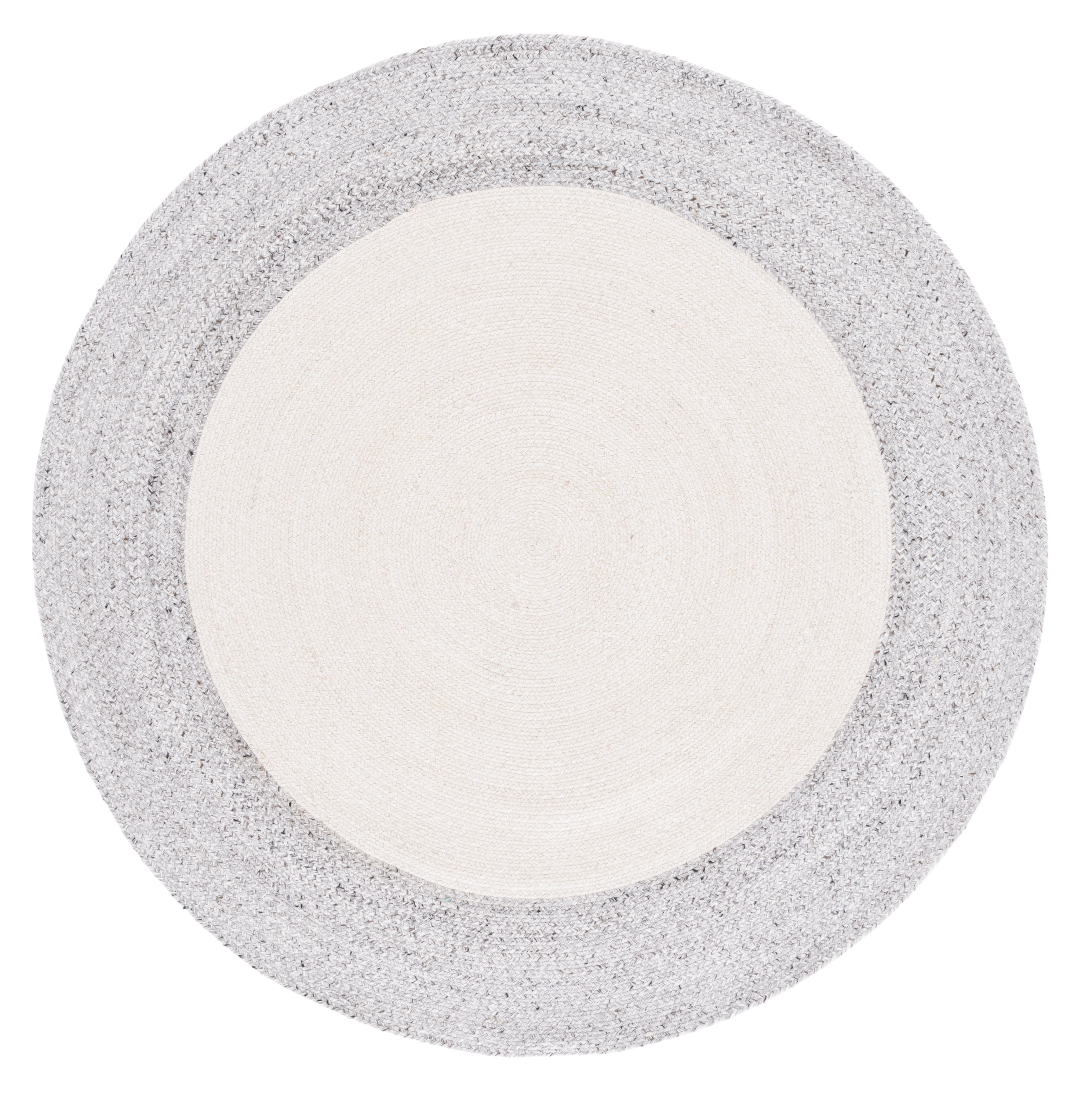 SAFAVIEH Braided Celinda Solid Polyester Reversible Area Rug, Ivory/Light Gray, 4' x 4' Round