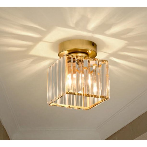 Perla rara, simple, moderna, pantalla de techo de cristal LED, lámpara de techo ligera de lujo, pantalla de personalidad creativa, cuadrada, dorada, balcón, pasillo, sombra Rojo Verde Cocina, Decoración y Otros