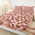 thumbnail image 3 of Homewish Geometric Pixel Plaid Full Size Sheets,Minimalism Geometric Checkered Bed Sheets,Pink Brown Sheet Sets For Girls Boys,Super Cozy Room Decor,4 Pieces, 3 of 7
