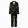 thumbnail image 4 of NOLDARES Family Christmas Pajamas Matching Sets Button Down Xmas Pjs Sets Holiday Sleepwear Long Sleeve Nightwear,A510-Black, 4 of 9