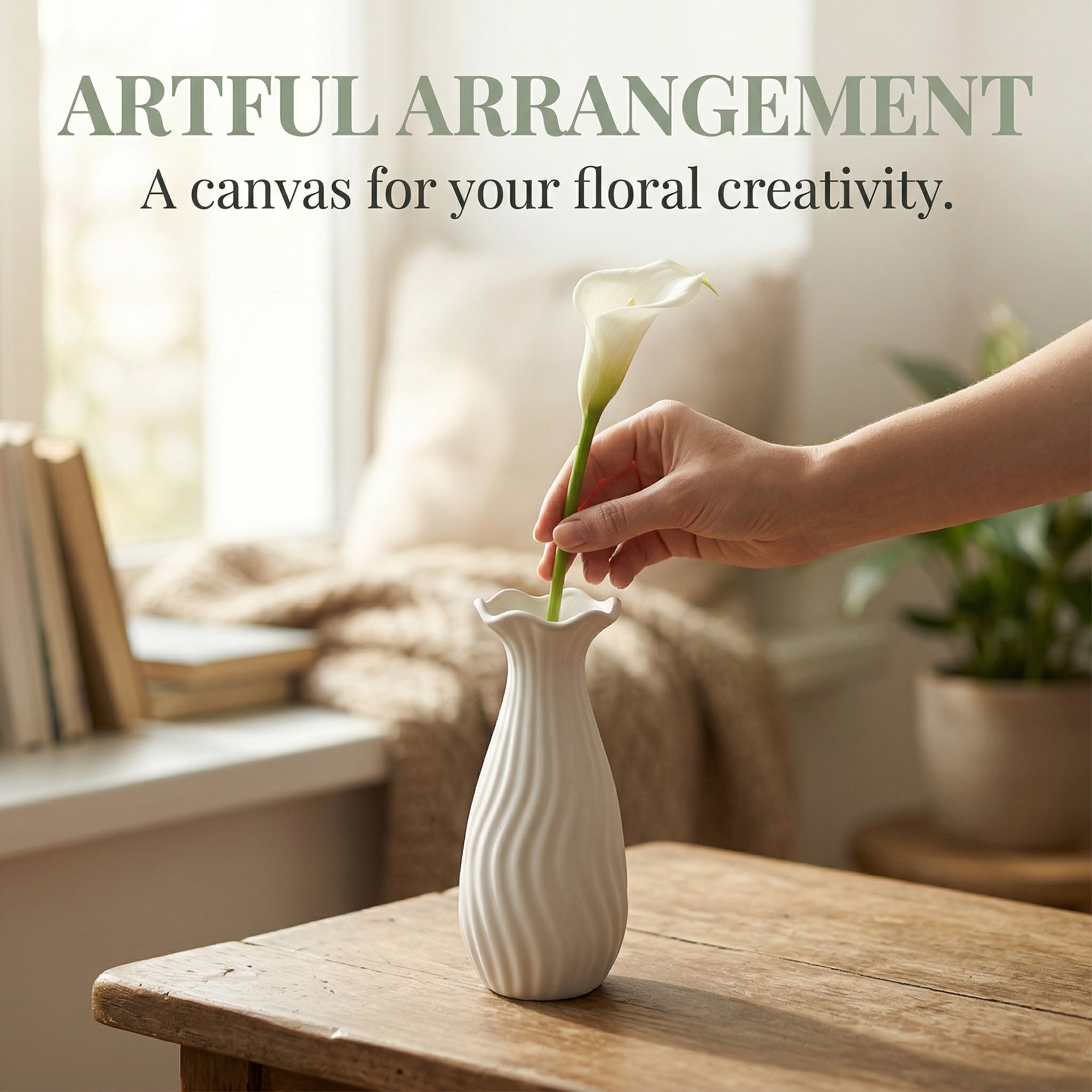 Unique Bargains Slim Ceramic Bud Decorative Vases for Desktop White 2.2"L x 2.2"W x 6.9"H