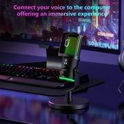 JYX Microphone, Dynamic USB Gaming Microphone for PC PS4/5, Podcast, Streaming, RGB, Anti Spray Net, Noise Cancellation, Reverb, 3.5mm Headphone Jack