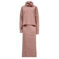 thumbnail image 4 of Lovskoo 2024 Women's Sweater Set Round Neck Long Sleeved Turtleneck Sweater Knit Bodycon Skirt Two-Piece Suit Pink, 4 of 5