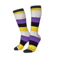 thumbnail image 2 of Womens Non-Binary Pride Flag Knee High Socks Comfy Thermal Boot Long Socks, 2 of 7