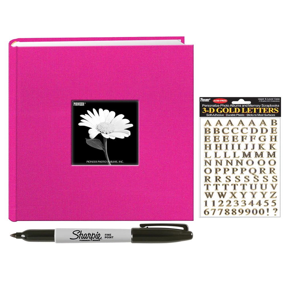 Pioneer Photo Albums Fabric Frame 200 Pkt 4x6 Photo Album, Bright Pink