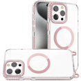 thumbnail image 2 of For Apple iPhone 13 Pro Max Clear Magnetic Frame PC Back Shockproof Protective Case with Detachable Lanyard Strap, Compatible with MagSafe Cover, XPM Phone Case [Pink], 2 of 10