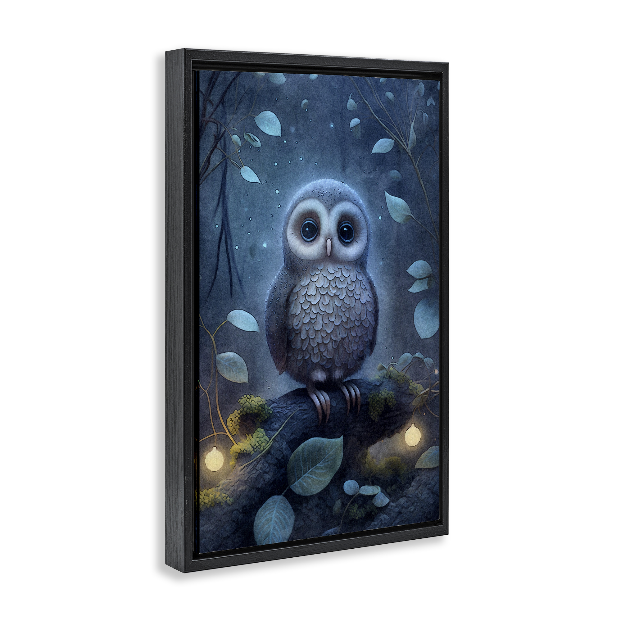 Stupell Industries Mystic Owl in Nature Landscape Painting Black Floater Framed Art Print Wall Art, 17 x 25