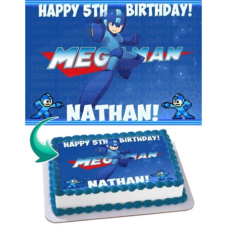 Megaman - Edible Cake Topper - 11.7 x 17.5 Inches 1/2 Sheet rectangular