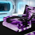 thumbnail image 5 of Erosebridal Dirt Bike Zipper Full Size Comforter Sets with Fitted Sheet and 2 Pillowcases, Tire Track Zipper Bedding Set, Purple Black, Black Reversible, 5 of 7