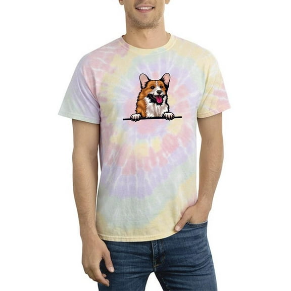 Corgi Peeking Out Tie Dye Spiral Men -Image by Shutterstock, Male XX-Large