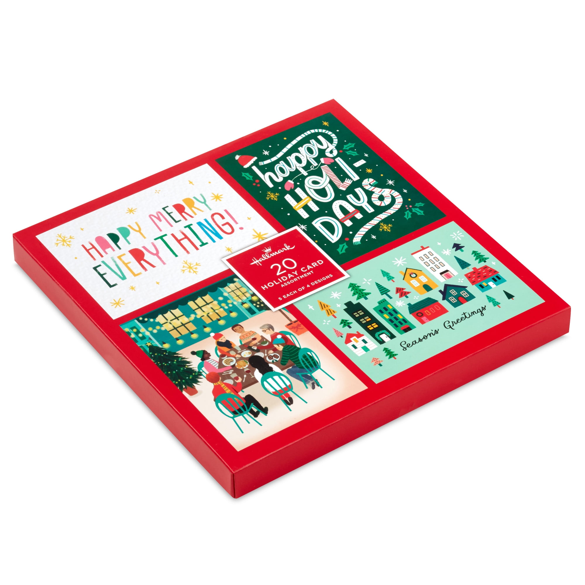 Hallmark Boxed Assorted Christmas Notes, Bright and Cheery (Pack of 20 Cards with Envelopes)