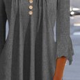 thumbnail image 4 of Teissuly Women's Casual Trumpet 3/4 Sleeve Buttoned Basic Ruched Tops Pleated T-shirts Blouses, 4 of 7
