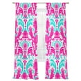 thumbnail image 7 of Pink Teal Abstract Sheer Curtains 84 Inch Length 2 Panels Set, Ethnic Modern Geometric Aesthetics Voile Window Treatment Rod Pocket Curtains Sheers Drapes for Bedroom/Living Room/Kitchen 52"x84"x2, 7 of 7
