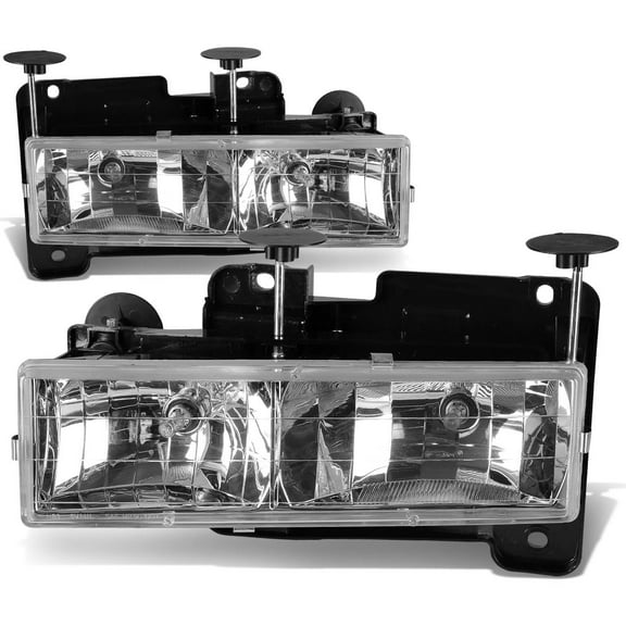DNA Motoring For 88-00 Chevy GMC C/K 1500 2500 3500 Pickup Diamond Chrome Headlight Lamp Pair