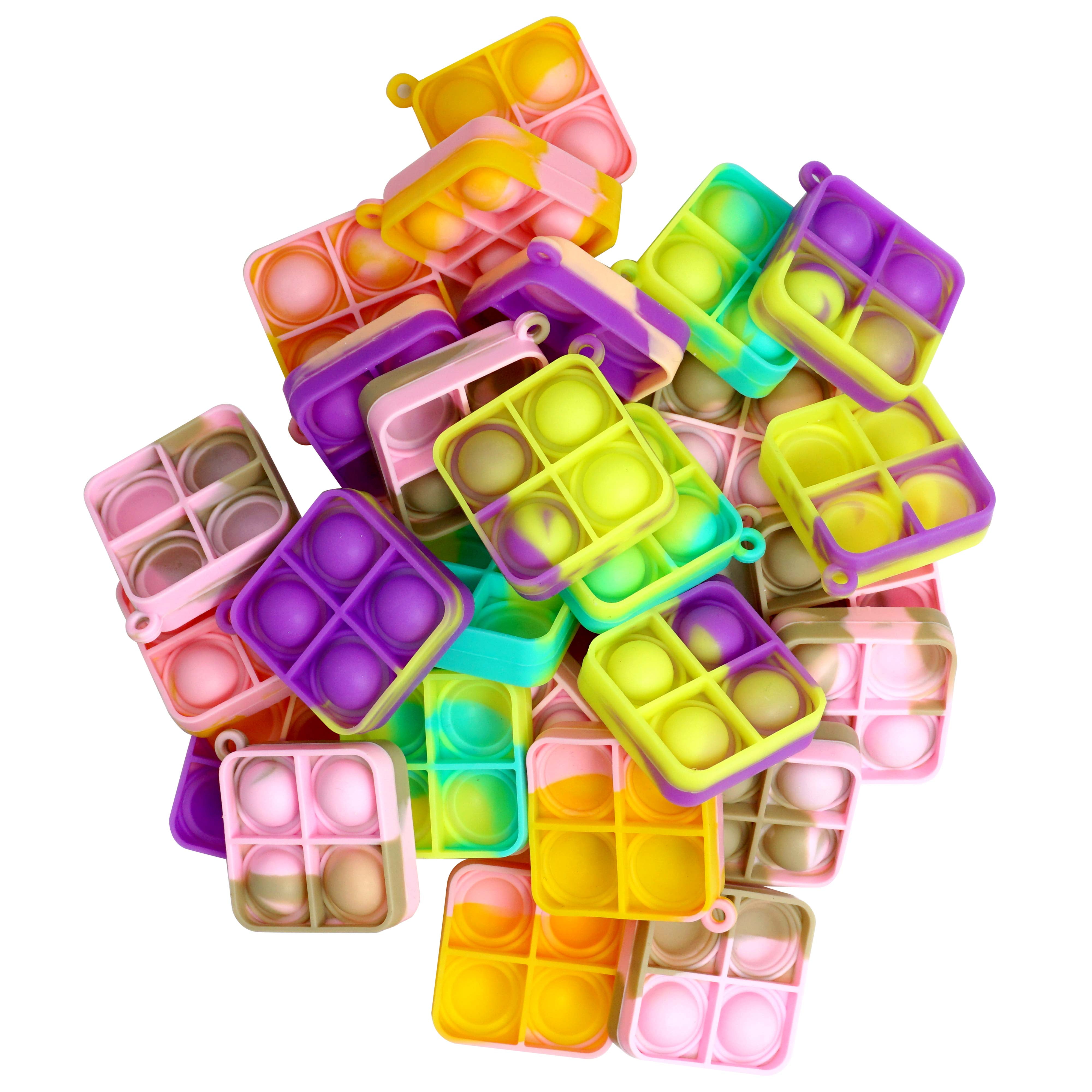 60 Pack Square Mini Pop Its Fidget Toys Kids Party Favors, Pop It Keychain For Kids, Fidget Toys Party Favors For Kids 3-12, Goodie Bag Stuffers, Fidgets for Classroom Prizes, Sensory Fidget Toys