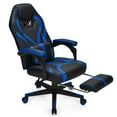 thumbnail image 1 of Giantex Chaise de Jeu, Fauteuil Inclinable Ergonomique avec Coussin Lombaire de Massage, Dossier Réglable, Repose-Pieds et Roulettes, Style Course pour Bureau à Domicile, Bleu, 1 of 8