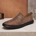 thumbnail image 2 of Men's Suede-Look Perforated Slip-On Loafers – Lightweight Casual Driving Shoes with Hand-Stitched Detail, 2 of 7