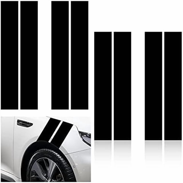 Racing Stripes 8 Pieces Car Stripe Decals Black Car Stripes Racing Stripe Decals for Cars Car Hood Sticker Auto Racing Body Side Stripe Decal Bumper Stripe Decal Strips Sticker for Car Black Black