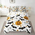 thumbnail image 2 of jejeloiu Spooky Halloween 7-Piece Bedding Comforter Set,Cartoon Pumpkin Lantern King Bedding Sets,Black Bats Bed Sheets For Boys Kids,Luxury Bedroom Decor Reversible, 2 of 8