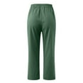 thumbnail image 4 of up to 60% off Gifts Usmixi Cropped Pants for Women Casual Elastic Waist Solid Loose Straight 3/4 Trousers Breathable Comfy Cotton Linen Capris Pants with Pocket Khaki m, 4 of 7
