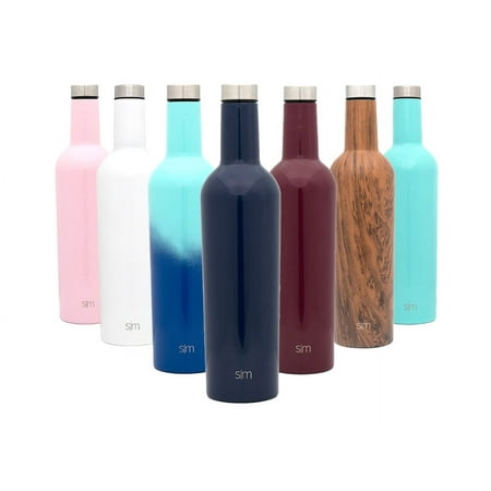 Simple Modern Spirit 25oz Wine Bottle - Double Wall, Vacuum Insulated Wine Bottle with Leak Proof Lid - 18/8 Stainless Steel Deep Ocean