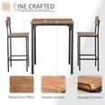 thumbnail image 6 of 3 Piece Bar Table Set, Industrial Counter Height Dining Table Set, Bar Table & Chairs with Steel Legs & Footrests, Black, 6 of 7