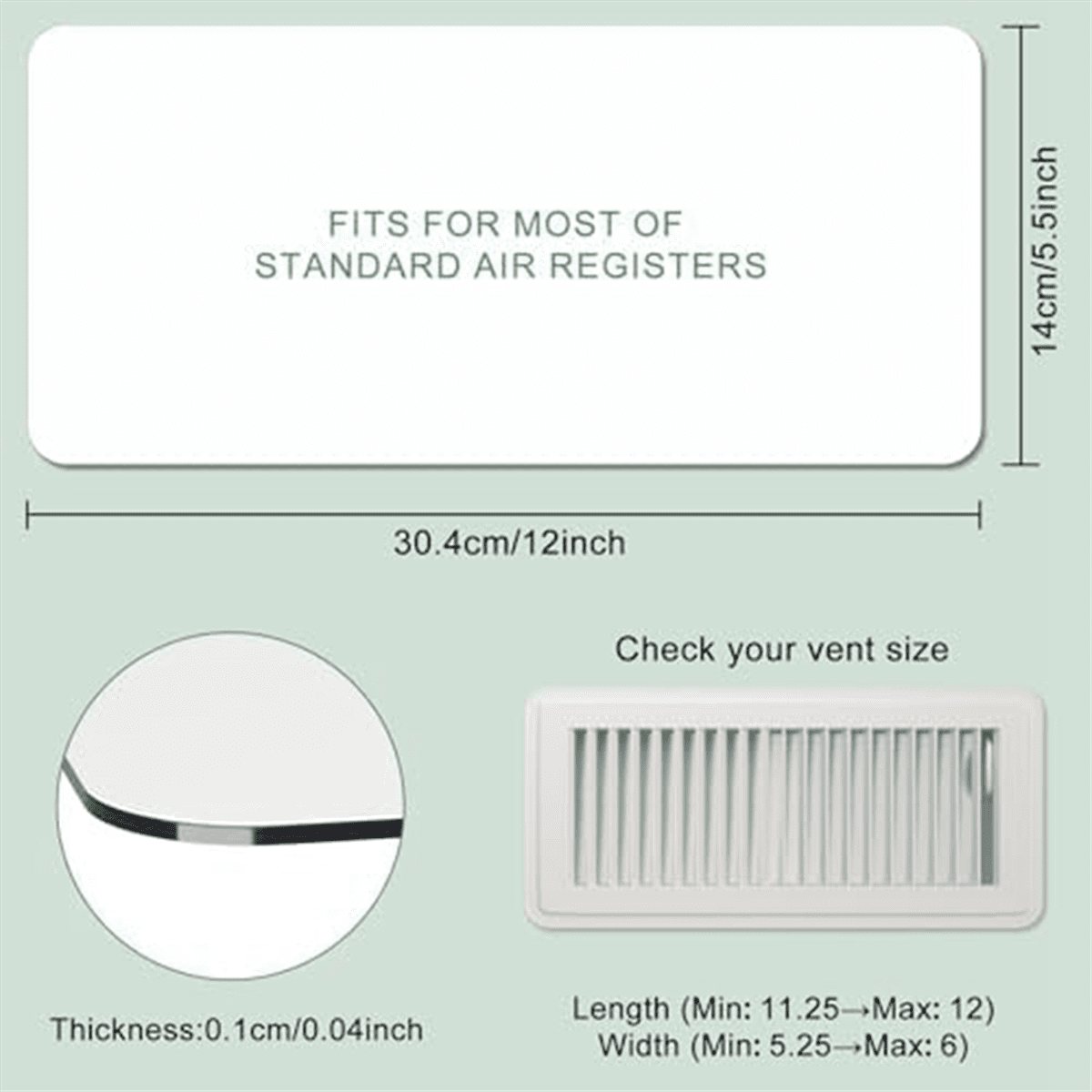 3 Pack Magnetic Vent Covers for Home 5.5x12Inch Magnetic Floor Register for Floor, Wall, and Ceiling Vents, NOT Suitable