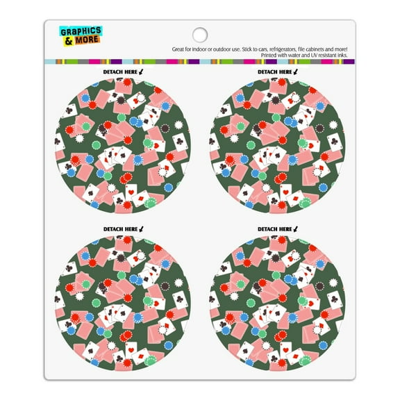 Poker Chips and Ace Cards Pattern Refrigerator Fridge Locker Vinyl Circle Magnet Set