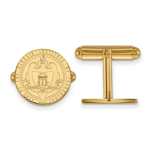 Sterling Silver Gold-plated LogoArt Georgia Institute of Technology Crest Cuff Links Q-GP058GT