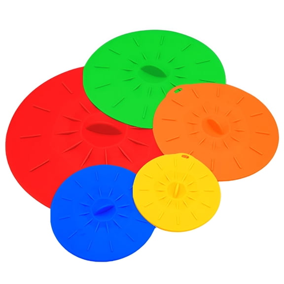 ACDANC Silicone Lids for Food Storage 5 Pack Silicone Lids Microwave Splatter Cover 5 Sizes Reusable Heat Food Suction Lids Fits Cups Bowls Plates Pots Pans Skillets for Home & Kitchen