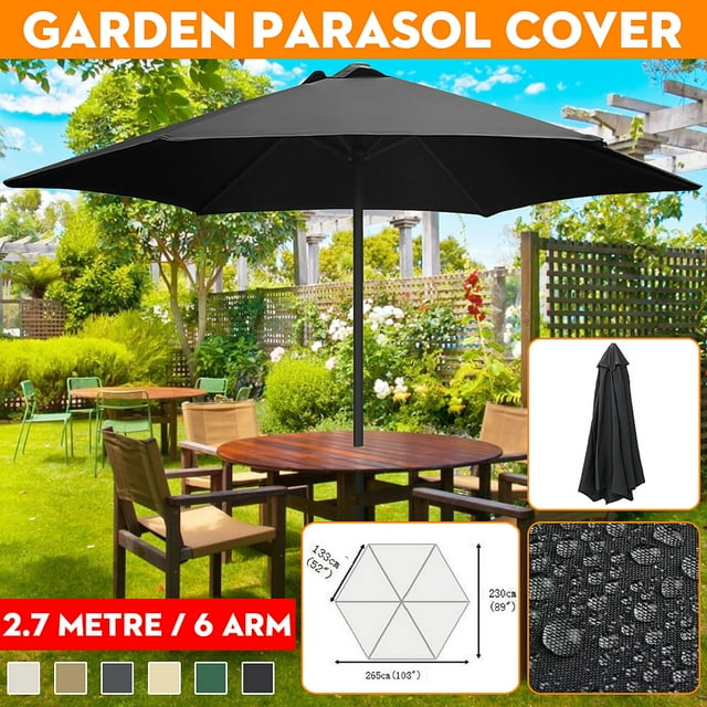 Auvent de Remplacement pour Parasol à 6 Baleines de 9 Pi, Jardin, Patio, Marché, Table, Extérieur, Terrasse, Housse d'Auvent de Remplacement pour Parasol, 6 Couleurs (Auvent Seulement)