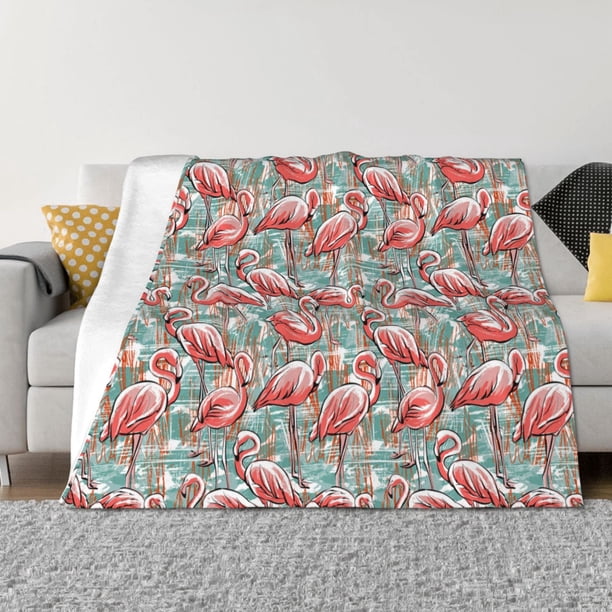 Fotbe Pink Flamingo Manta de Franela con Estampado, Manta Ultrasuave para Cama, Sofá, Auto, Hipoalergénica y Antibolitas-80"x60"