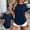 Navy, variant on Women Navy Loose Fit T Shirts Crew Neck Oversized Casual Short Sleeve Tee,Size 2XL