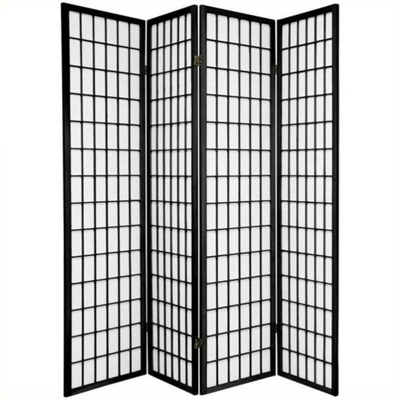 Oriental Furniture Window Pane Shoji Screen in Black