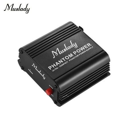Muslady Ultra-compact Microphone +48V Phantom Power Supply with XLR Input & Output for Condenser Microphone Studio Music