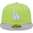 thumbnail image 2 of Men's New Era Neon Green/Lavender Los Angeles Dodgers Spring Color Two-Tone 59FIFTY Fitted Hat, 2 of 6