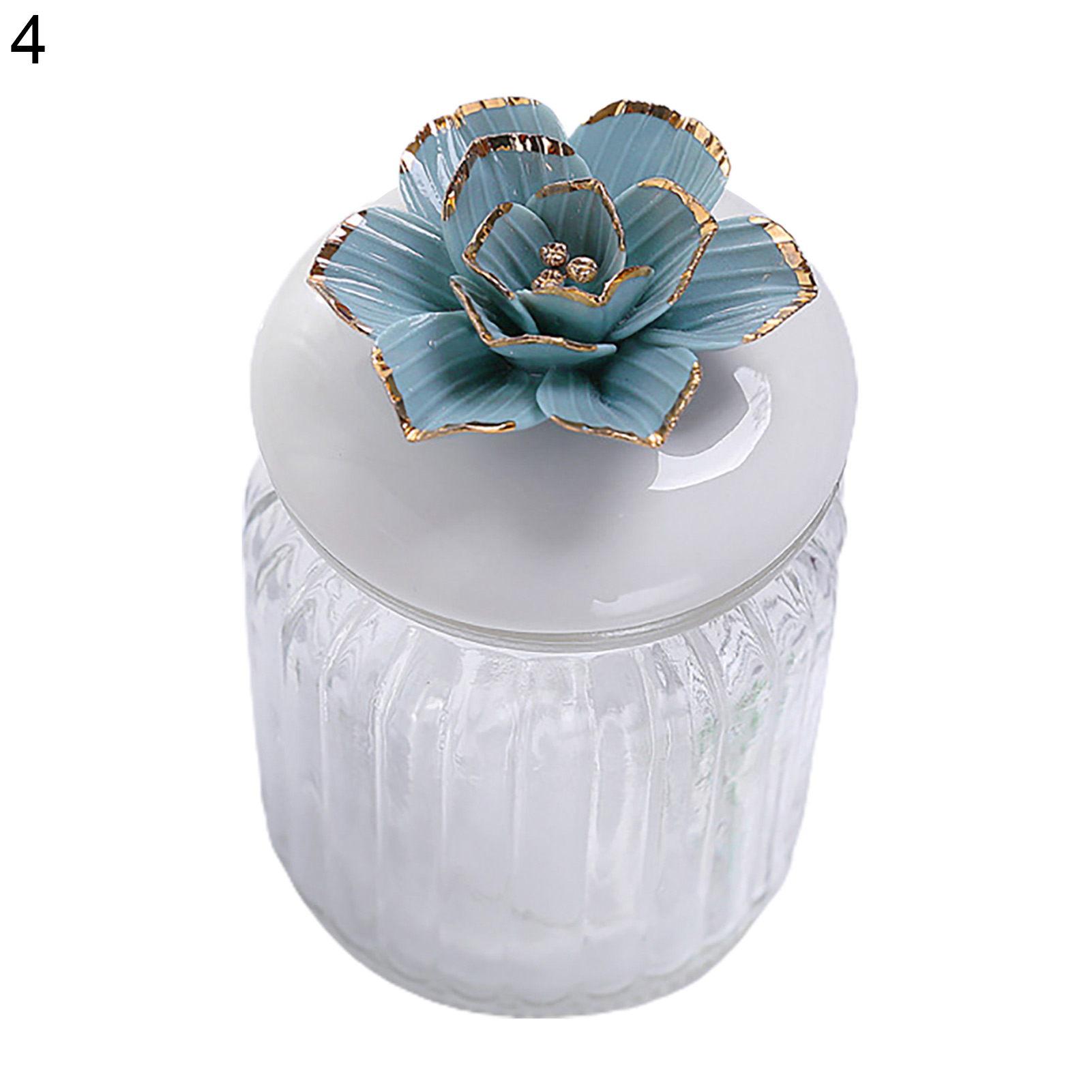 HEVIRGO 240ml Clear Ceramic Glass Jar Delicate Lid Multipurpose