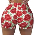 thumbnail image 2 of Daiia Rose Flowers Pattern Women's Workout Shorts Biker Shorts - High Waisted Workout Spandex Tummy Control Gym Running Yoga Shorts-X-Large, 2 of 8