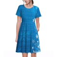 thumbnail image 1 of Bixox Robe d'Été à Manches Courtes pour Femmes Robe Ample Longueur Genou avec Poches-Bleu Noël, 1 of 7