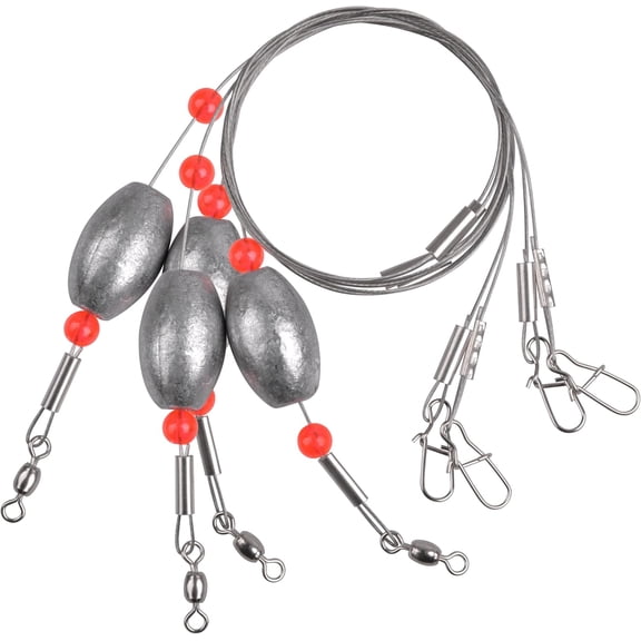 OROOTL Fishing Egg Sinker Weight Rigs 6pcs Flounder Rig Saltwater Fishing Wire Leader with Egg Sinker Swivels Snap, Grouper Bottom Fishing Rigs