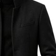 thumbnail image 3 of Men's Pea Coat Slim Fits Winter Trench Overcoat,Stand Collar Button Front Outerwear with Pocket,Dress Jacket For Business Office Casual Warm Wear,Black,XL, 3 of 4