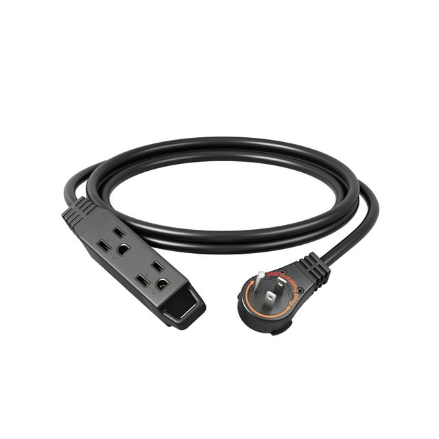 Cable de extensión DEWENWILS, enchufe plano giratorio de 360°, 6 pies, negro