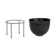 thumbnail image 4 of Kate and Laurel Navara Modern Two-Piece Round Metal Planter Set, 2 Piece Set, Black, Planters for Indoor Plants with Engraved Texture and Size for Large Plants, 4 of 7