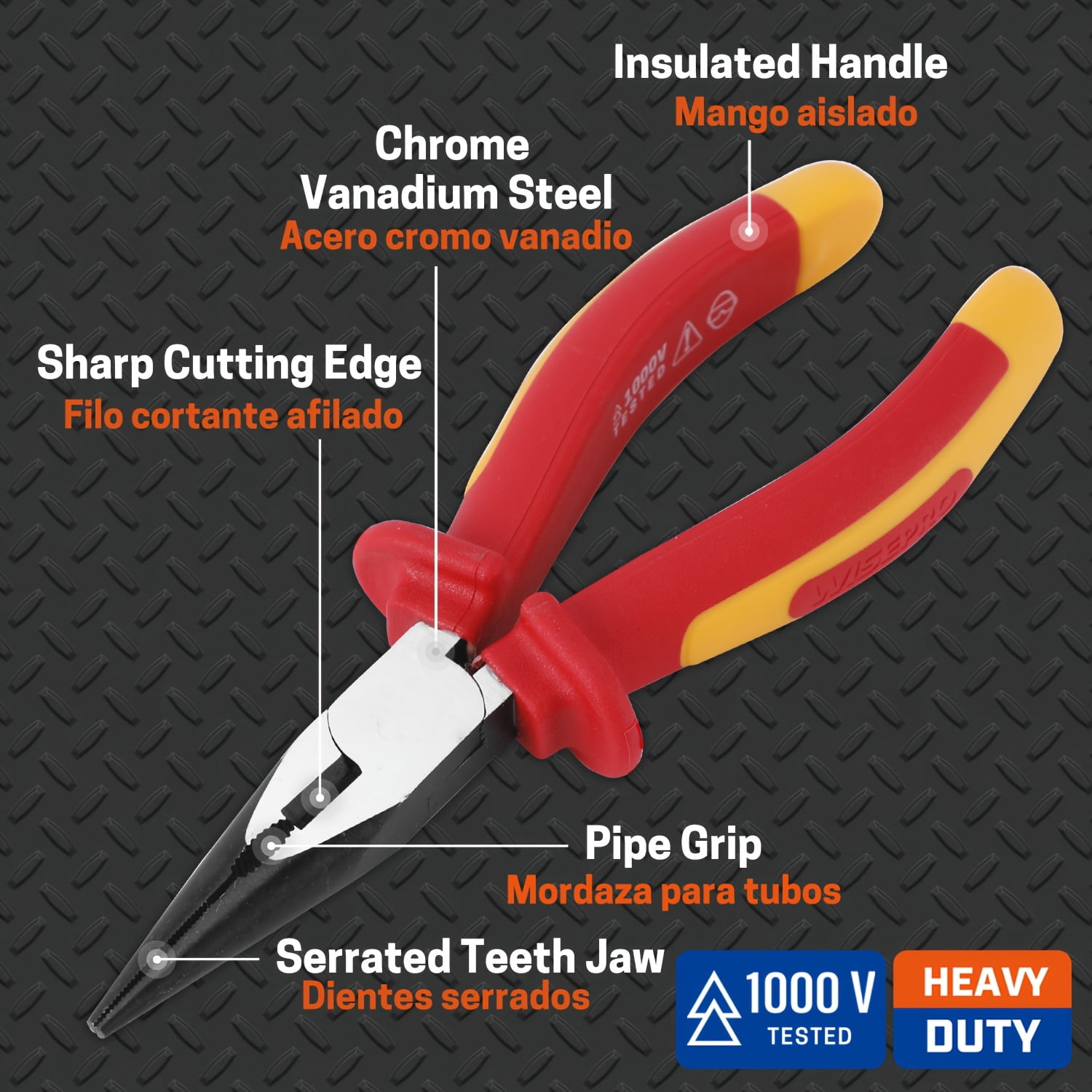 6/8 Inch 1pc Insulated Long Nose Pliers, with Straight/Curved Nose Insulated Long Nose Side Cutters Suitable for Electrician Electrical Tasks, Wires And Projects