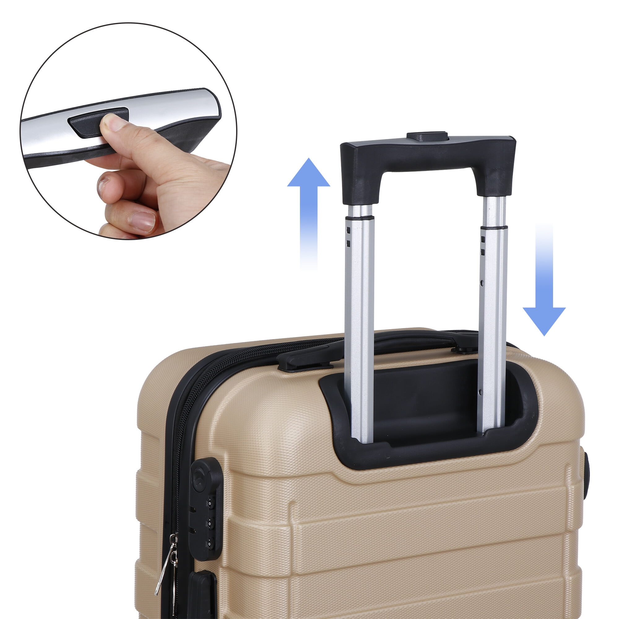 SuperDeal 22 Inch Spinner Carry On Luggage Hardside Suitcase Expandable Travel Bag with Wheels, Champagne