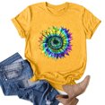 thumbnail image 2 of Gibobby Blusa de Trabajo de Manga Corta Mujeres Casual Impresión Manga Corta Cuello Redondo Camiseta Suelta Blusa Tops(Amarillo,XL), 2 of 4