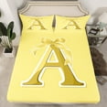 thumbnail image 2 of Erosebridal Yellow Bowknot Sheet Set Full, Initial Letter A Bedding Sets Full Size, Cartoon Monogrammed Reversible Full Sheet Sets, Breathable Bedroom Decorative, 4pcs, 2 of 7