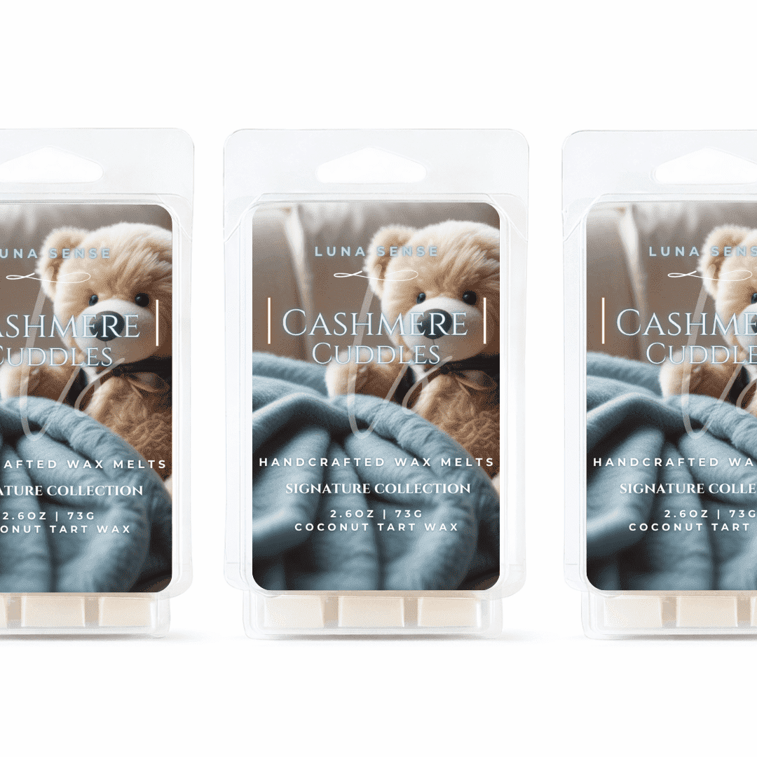 Luna Sense Cashmere Cuddles Wax Melts, Cozy Cashmere Vanilla Scent, Warm Creamy Fragrance, 3 Pack, 18 Cubes Total