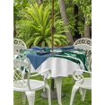 thumbnail image 4 of Outdoor Tablecloth with Umbrella Hole Zipper Green Flowers Round Tablecloth 60" Waterproof Outside Table Cloth Spring Floral Watercolor Botanical Patio Table Cover Tablecloths for Picnic Party, 4 of 8