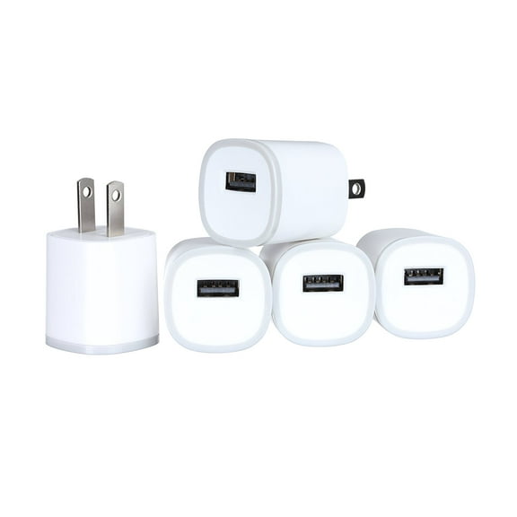 Spark Electronics 5PC 1 Port Rapid Speed [Matte White] Tapered Universal USB Power Adapter Wall Charger Compatible with Apple iPhone 7 7 Plus 6 6S Plus 5 s C Samsung Galaxy S7/S6 Edge Note Nokia